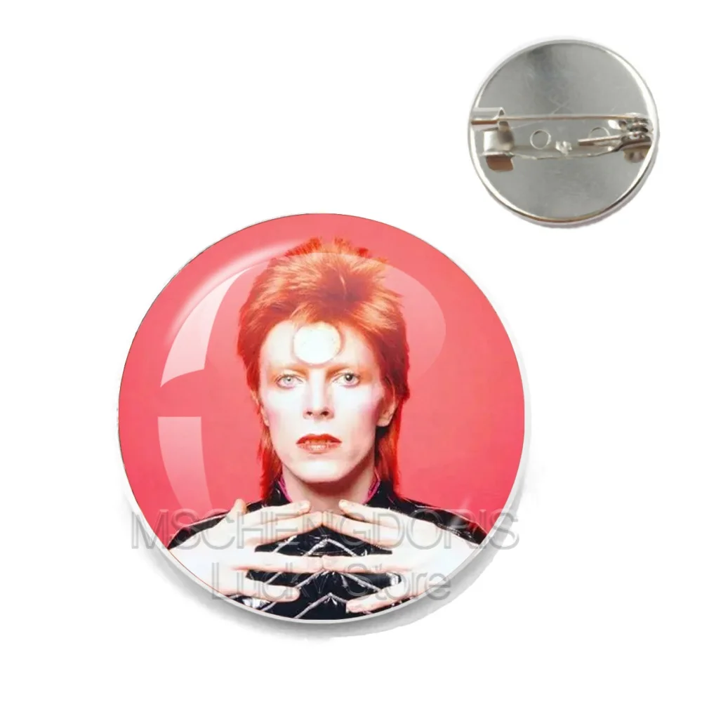 D-David B-Bowie Rock Music Star Metal Glass Cabochon 20/25mm Brooch Lapel Pin Vintage Badge Clothes Backpack Hat Decoration Gift