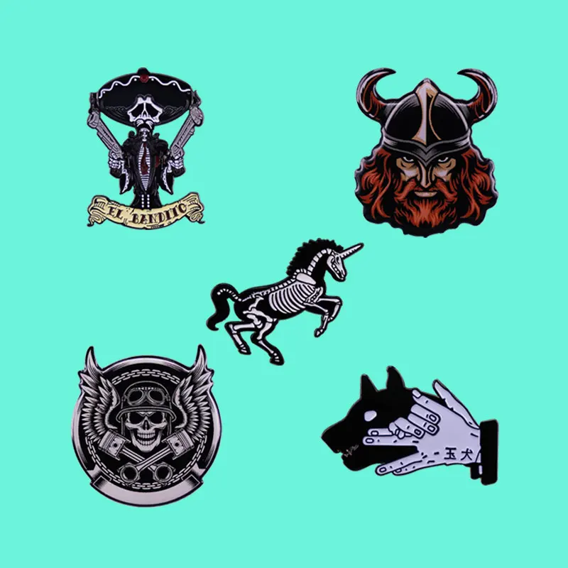 Denim Hat Badge Collar Jewelry Halloween Gift Scary Character Brooch Originality Lapel Badge Men Women Fashion Jewelry Gift