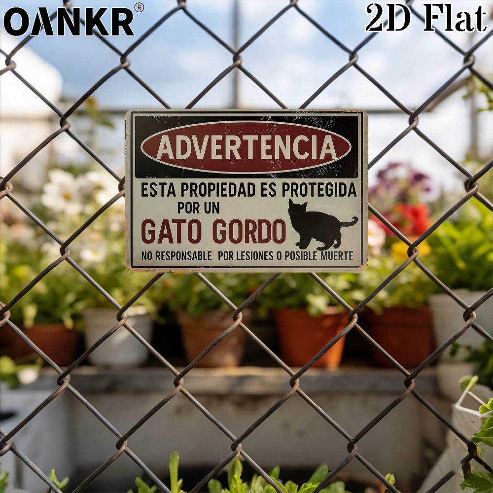 Letrero Metálico Vintage de Advertencia, Placa de Metal con Diseño de Gato para Decoración de Pared en Cueva del Hombre, Jard