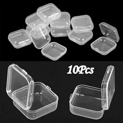 10Pcs Mini Plastic Box Square Box Translucent Box Packing Box Storage Box Cosmetics Jewelry Sundries Storage Case Container