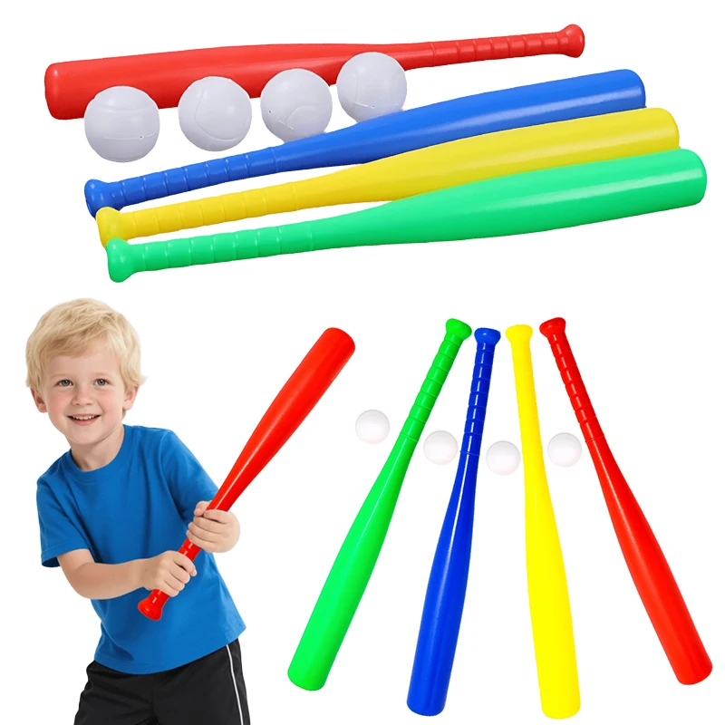 

Baseball Set Colorful Plastic Baseball Bat with Ball Outdoor Park Portable Lightweight Fun Sport Game Batting Skill Practice