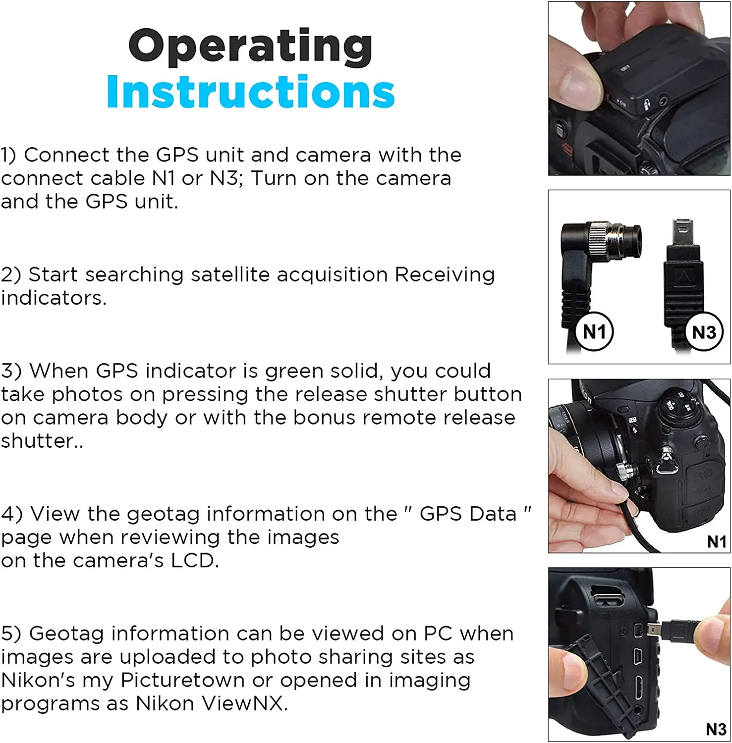 Micnova SK-GPS-N GPS Remote Receiver for Nikon DSLR Record Latitude Longitude Altitude Universal Time Coordinated information