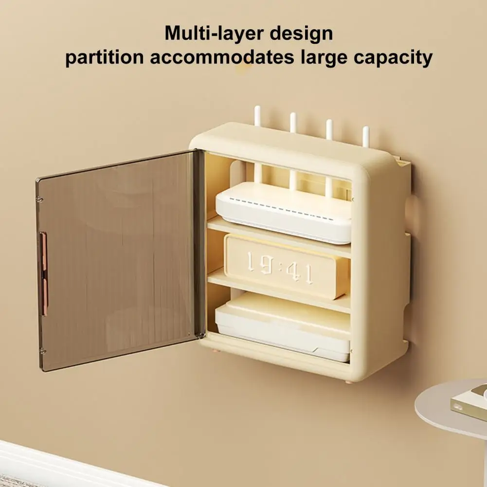 1 Set Router Storage Box Storage Shelf Household Supplies Punch-free Strong Load-bearing Multi-layer Wall Mounted Wireless Route