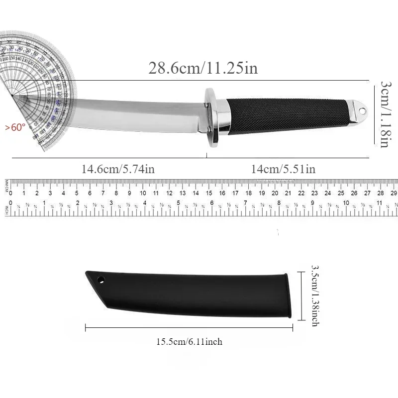 Outdoor Survival Knife,Katana Style Kitchen Knife, Sharp Versatile Fruit Knife, Fixed Blade Cutting Meat Vegetable Utensils