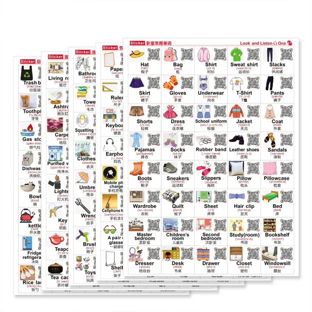 Life Scene Stickers Spoken English Stickers Labeling Stickers Enlightening English Words Sentences Sticker Adhensive