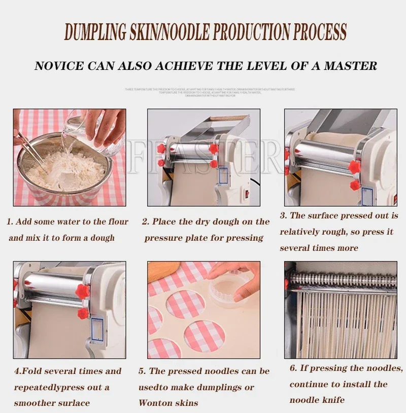 Hot Sale Electric Noodle Machine Household Kneading Dough Press Small Stainless Steel Noodle Rolling Machine Dumpling Wrapper