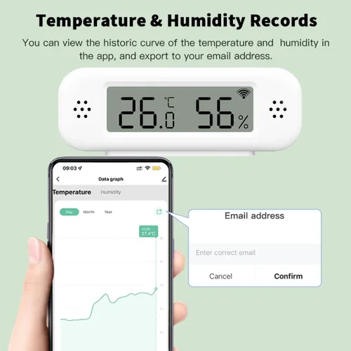 Imagen 2 del producto Tuya WiFi Mini temperatura humedad para hogar inteligente termómetro higrómetro aplicación remota alarma funciona con Google Home Yandex Alexa