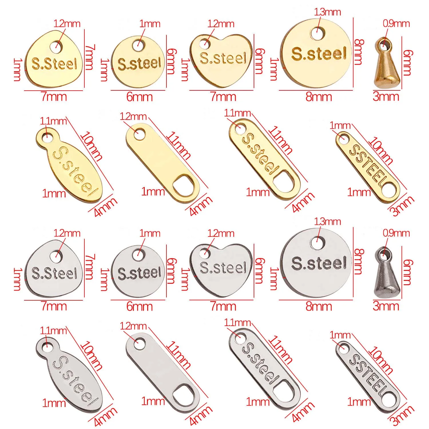 20pcs Stainless Steel End Charms,  Connector Chain Extension Tail Pendants For DIY Bracelet Necklace Jewelry Making Accessory