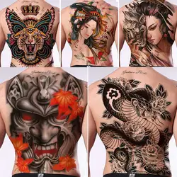 Full Back Large Temporary Tattoo Sticker uomo Lion King Snake Dragon Ganesha Tiger Body Woman Waterproof Fake Tattoo Art