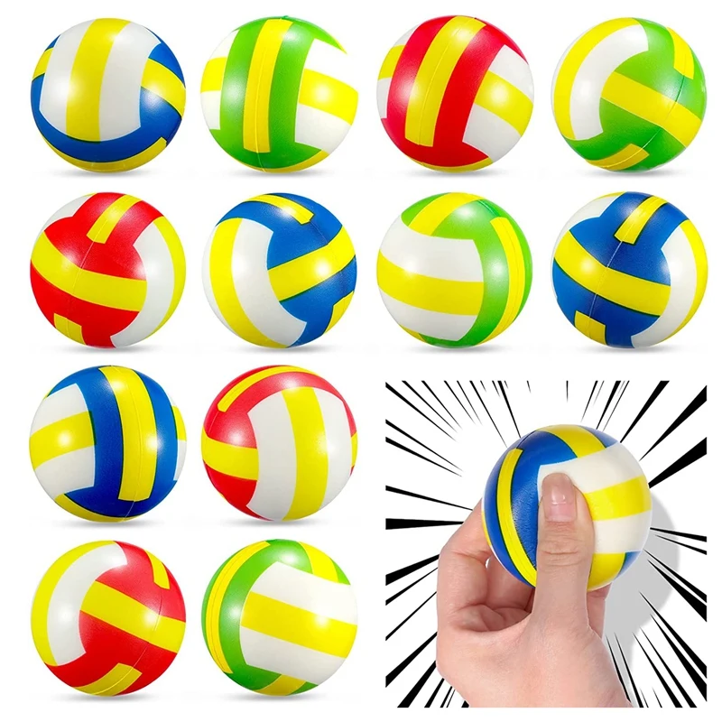 12 Stück Mini-Volleyball-Stressbälle aus Schaumstoff, Sport-Entlastungs-Stressball, weicher kleiner Volleyball-Spielzeugball, Geschenkfüller