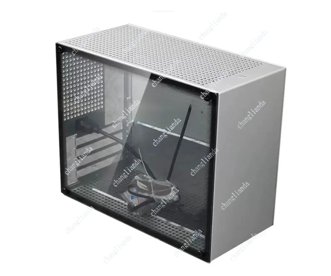 C2P All Aluminum White ATX Mini Desktop PC Case Side Transparent Panel Air Cooling Cabinet Support Graphics Card Installation