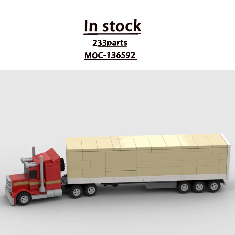 

MOC-136592 Classic Mini Semi-Trailer Container Truck Building Block Model, 233 Parts, MOC Boys Children's Birthday Toy Gift