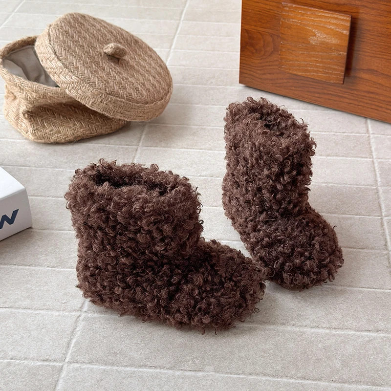 

Anti Slip Children Shoes Snow Boot 2025 Winter New Girl Casual Shoe Simple Princess Short Boot Warm Cotton Boots Kid Ankle Boots