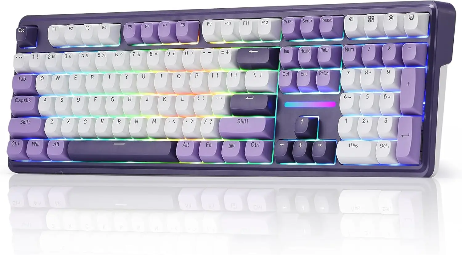 

Wireless Gasket RGB Gaming Keyboard, 108 Keys Mechanical with Hot-Swap, Noise Dampening, PBT Keycaps, Mint Switch