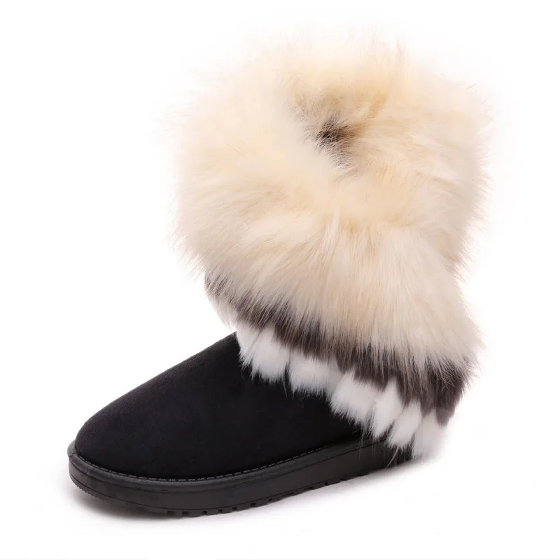 Frauen Winterstiefel Schnee Pelzstiefel Winter Warme Stiefeletten Für Frauen Schneeschuhe Stil Runde Zehen Slip On Winterstiefel Größe 36-42