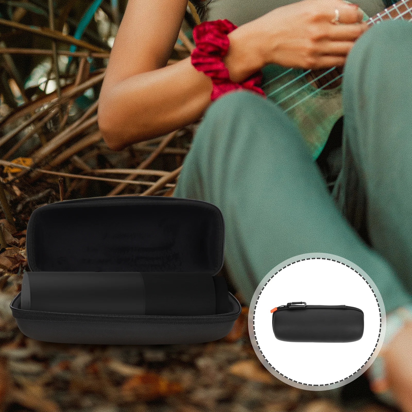 

Portable Microphone Storage Bag PU Shockproof Protective Case Zipper Mic Carrying Bag Cable Organizer Mic Case