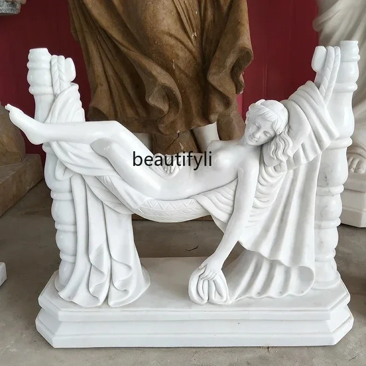 03.Marble western figure sculpture stone carving European white marble beautiful woman statue hall ornamental ornament B06