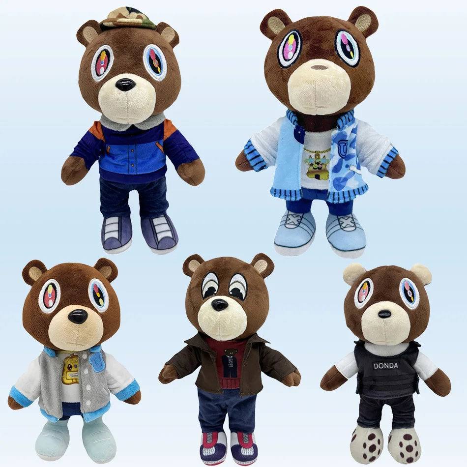 Kawaii Kanye Dropout Bear Teddy Bear Plush Toys Kanye West Graduation Soft Stuffed Home Room Decor Dolls for Kid Birthday Gift