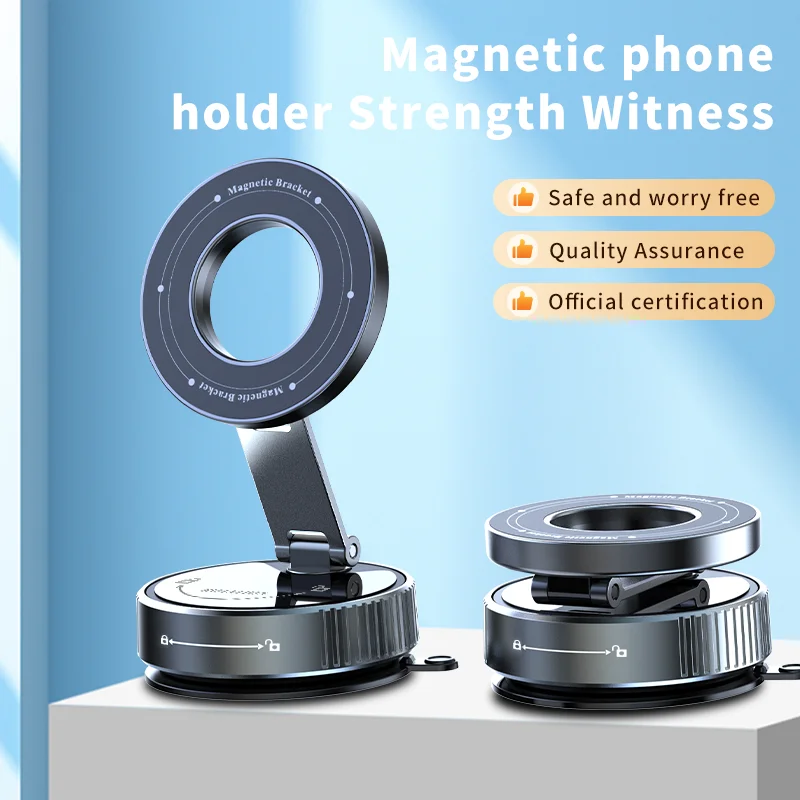 Penyangga Ponsel Magnetik Lipat & Penghisap Vakum untuk Magsafe iPhone 17~12 Pro Max, Dudukan Ponsel di Dashboard Mobil