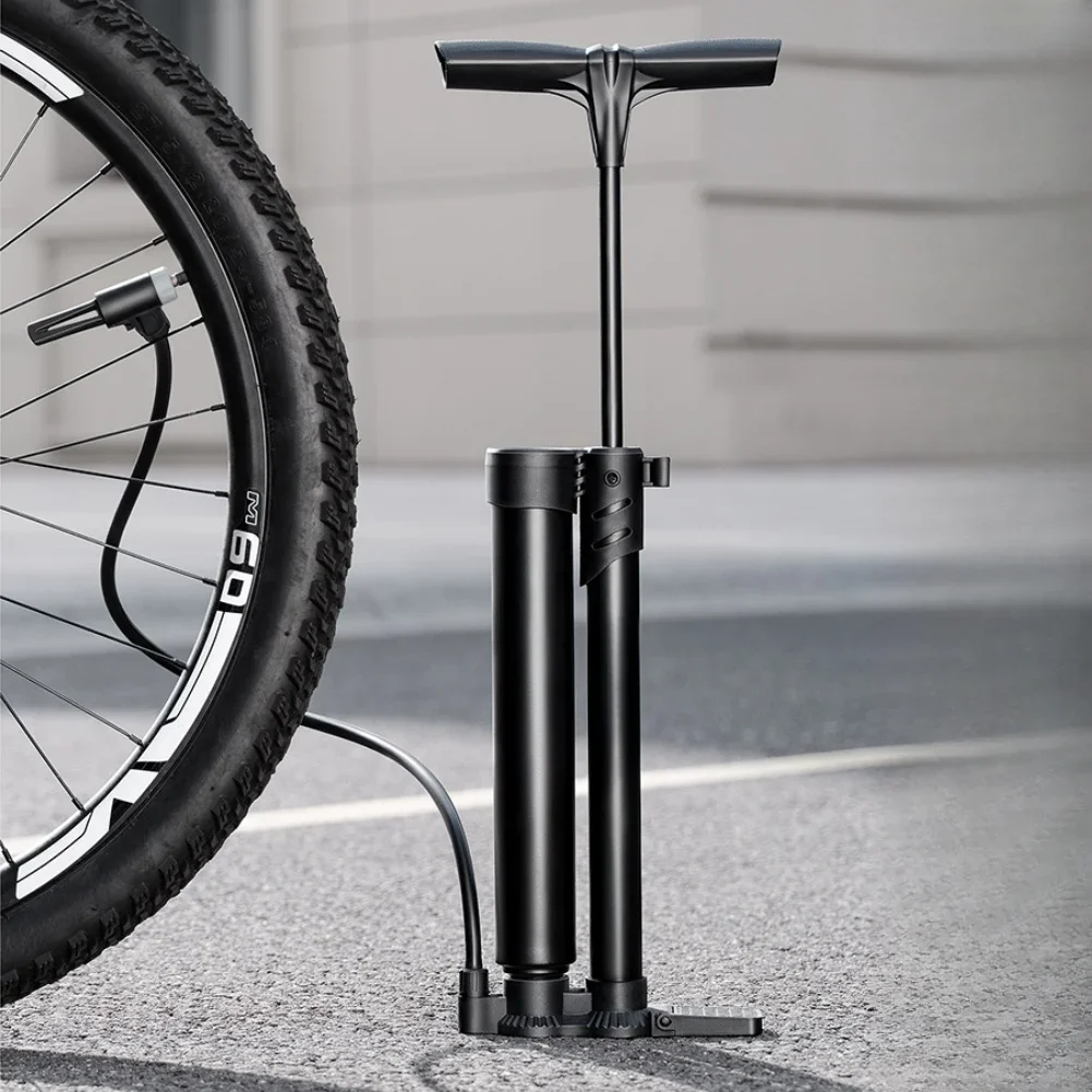Double tube inflation pump for bicycle electric motorcycle with high pressure quick fill and large capacity gas storage