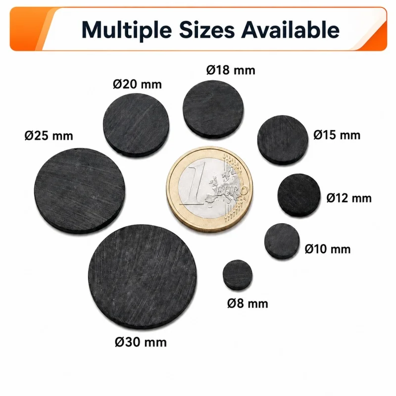 Runde Schwarze Magnete 8mm 10mm 12mm Kühlschrank-Ferritmagnet Nicht-Korrosiv Vielseitig Einsetzbare Schwarze Scheibenmagnete für Kühlschrank DIY – Detail 7