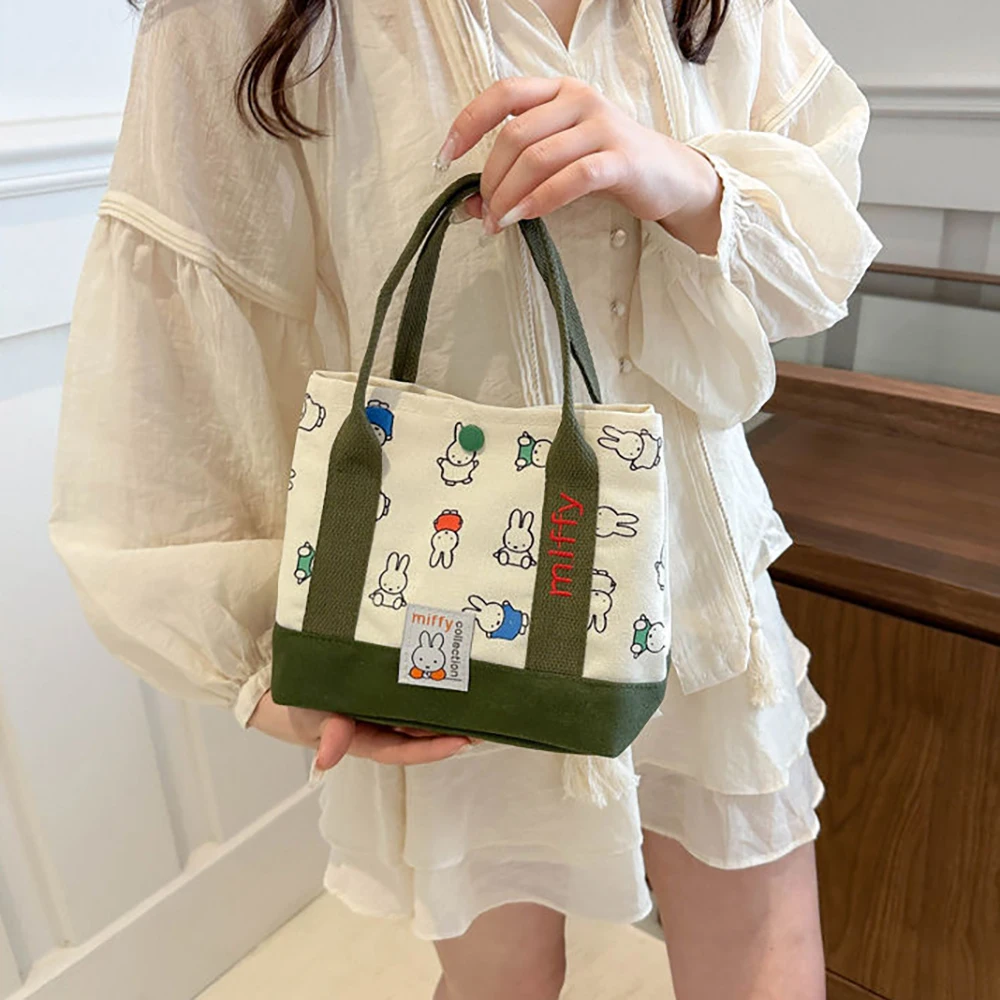 Miffy Kawaii Cartoon Rabbit Canvas Embroidery Handbag Bento Multifunctional Storage Bag Girl Gift Fashion Cute - view 6