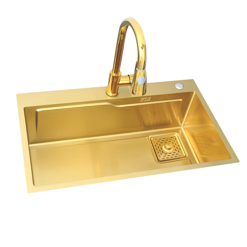 Gold Nano Sink 304 Stainless Steel Handmade Kitchen Vegetable Basin