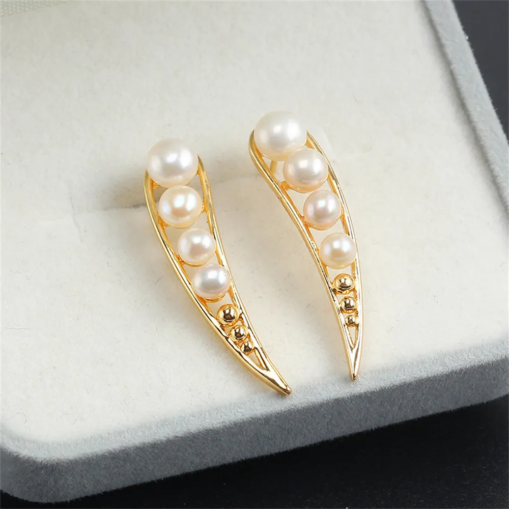 S925 Silver Needle Small Chili Pepper Multi Beaded Earrings 14K Gold Empty Holder DIY Accessories Personalized and Simple Female