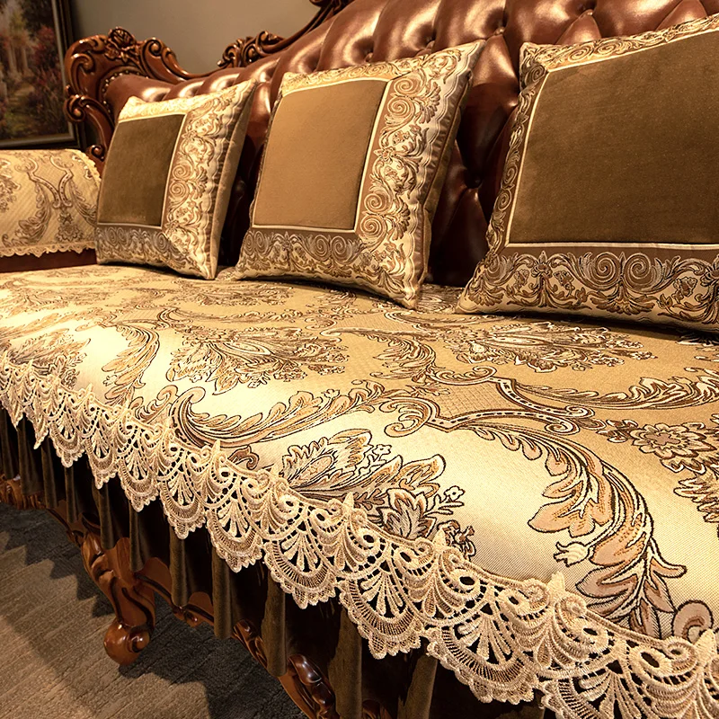 Luxury Anti-slip Sofa Cushion Jacquard Fabric Sofa Cover Home Living Room Decor 1/2/3/4 Seat Combination Sofa Pad Couch Covers