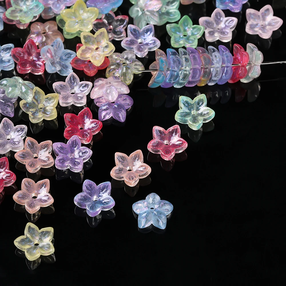 20pcs/Lot AB Color Glass Beads Five Petal Flower Bead for Jewelry Making DIY Bracelet Necklace Accessories image 3