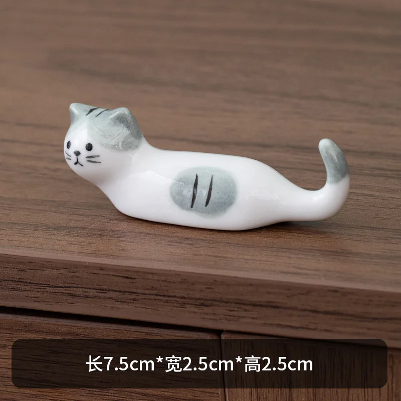 Japanese Style Underglaze Ceramic Cute Cat Chopstick Holder Chopstick Pillow Chopstick Rest Tableware Spoon Bracket