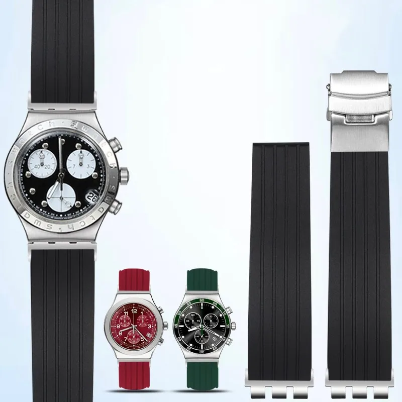 Image of Weiches und hochwertiges Silikonarmband, geeignet zum Austausch des Armbands der Swatch YCS-, YAS-, YGS-, IRONY- und YVS-Serienuhren.