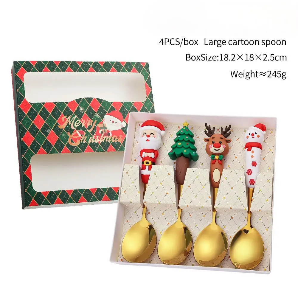 2/4/6 Stuks Kerst Vork En Lepel Set, Roestvrij Staal Creatief Servies, koffie Thee Dessert Vorken En Lepels Gift Set