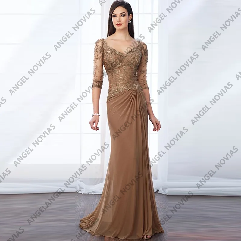 

Vintage Champagne Customized Mother of the Bride Dresses Wedding Party Dress Vestido Invitada Boda