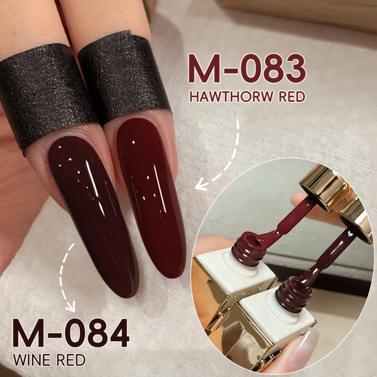 2Pc 15ml Wine Red & Hawthorn Red Gel Nail Polish, UV/LED Soak Off, Formaldehyde - Free for DIY Salon & Home Manicures, New Year