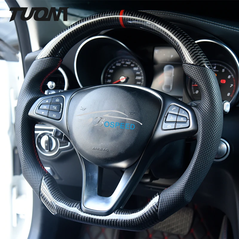 Carbon Fiber Perforated Leather Steering Wheel Modify For Benz AMG W205 W204 W222 W212 W207 W218 CLE GLE GLS GLA GLB Class