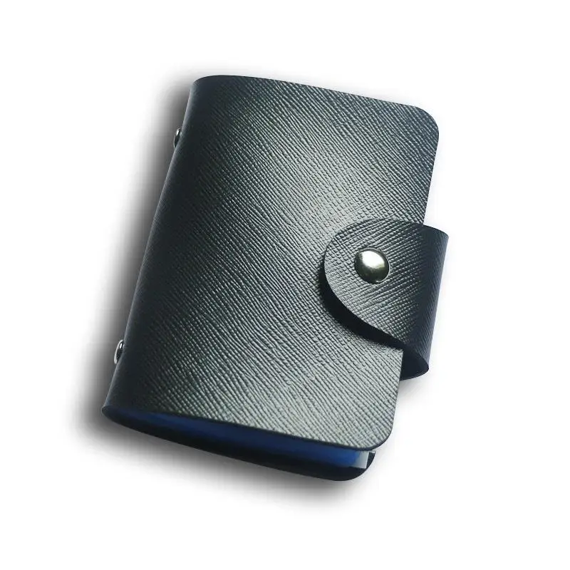 

24 Slots Bits Card Holder Bag Simple Solid Color Pocket Case Women Men Credit ID Card Organizer Leather Cardholder Wallet 2023
