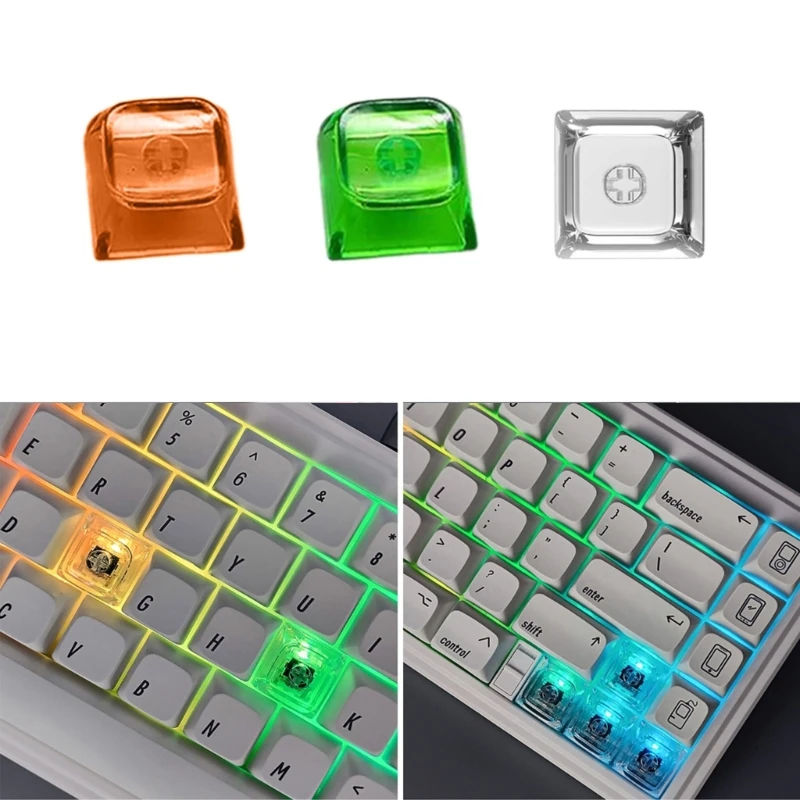 Gaming Keyboard 20Pcs XDA Profile 1U 1X Transparent Layer Crystal Blank Backlit Keycaps for Mechanical Keyboard