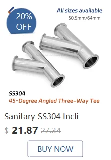 U-förmiges Rücklauf-Bogen-T-Stück, Sanitär-Tri-Clamp aus Edelstahl 304, 19–51 mm Außendurchmesser, 3/4 Zoll – 2 Zoll Zwinge, 3-Wege-Splitter für selbstgebrautes Bier – Detail 6