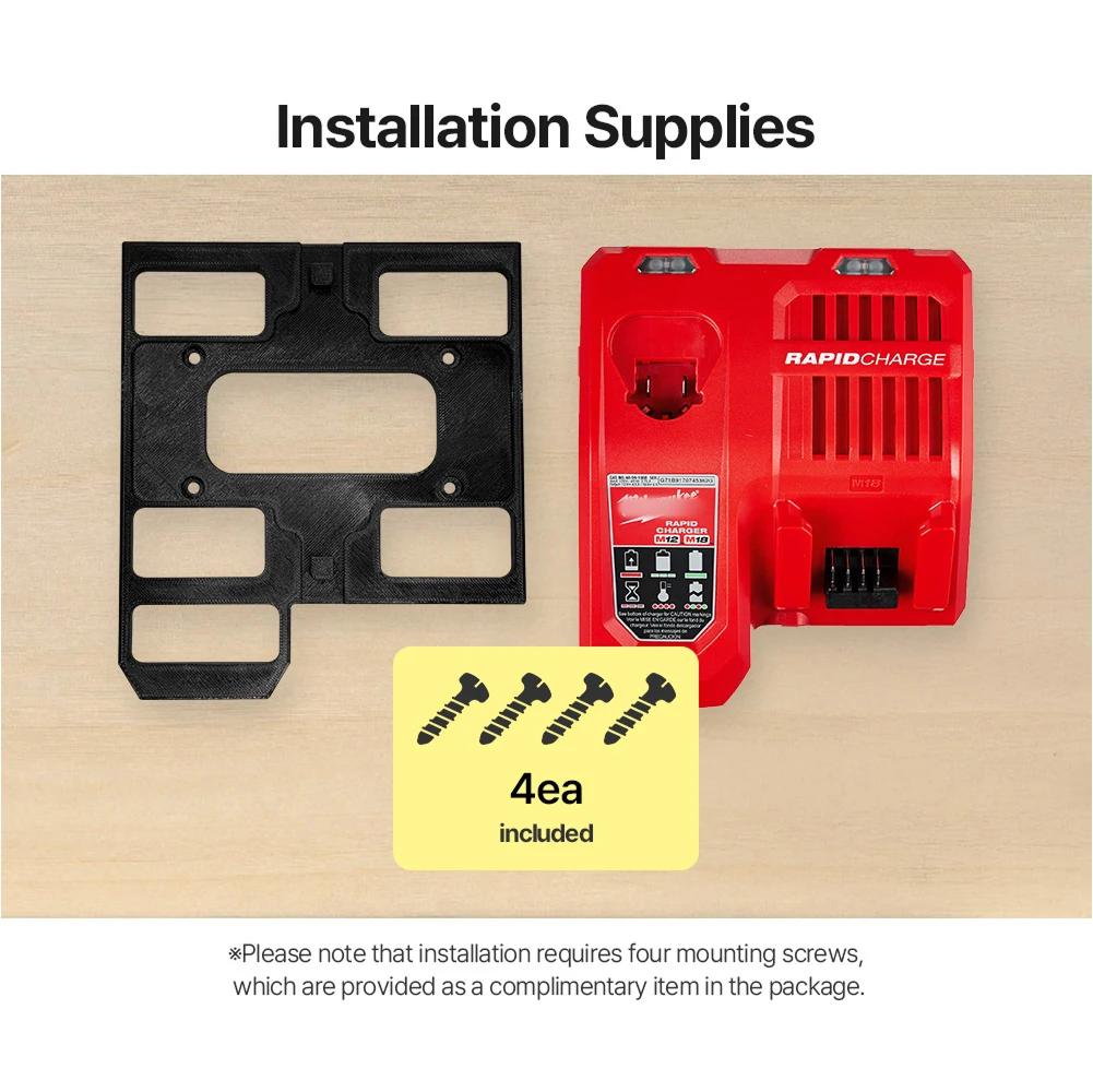 Wall Mount Charger Holder, Heavy Duty Storage Bracket, Space Saving Organizer for M12 M18 Power Tool Chargers, Garage Workshop S