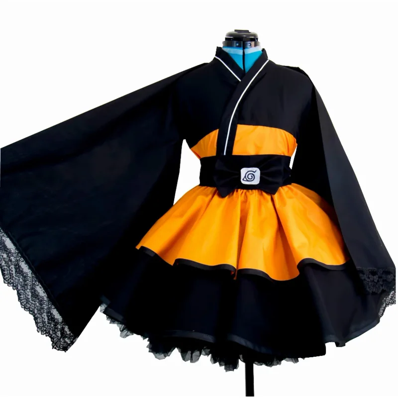 Anime Lolita Cosplay Traje para Mulheres, Shippuden, Uzumaki, Vestidos Estilo Japão, Kimono, Reversão Sexual, Meninas, Mulheres