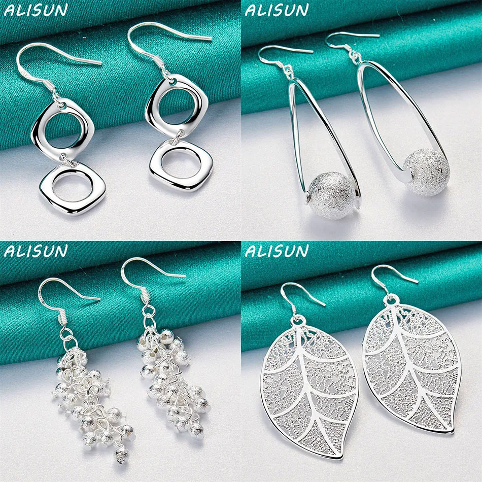 

ALISUN 925 Sterling Silver Geometric Drop Earrings For Women Charm Trend Birthday Gifts Fashion Party Fine Jewelry