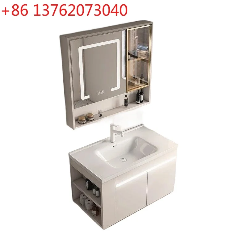 

Компактный настенный шкаф для ванной комнаты, умный зеркальный шкаф, керамический встроенный умывальник, органайзер для раковины для ванной комнаты, мебель для отеля Gabinete