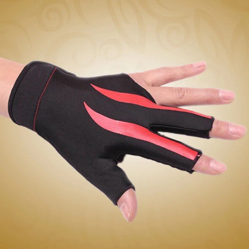 

Перчатка для бильярда на левую руку, красная, эластичная, нейлоновая, полупальцевая, на 3 пальца, для снукера и пула, для стрелков, с гладким скольжением, без разбрызгивания мела