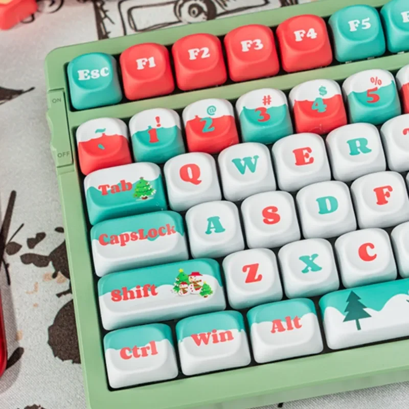 MiFuny Cute Christmas Theme Keycaps 135 Keys PBT Keycap Soa/MOO Profile Key Caps Game for Custom Mechanical Keyboard Accessories