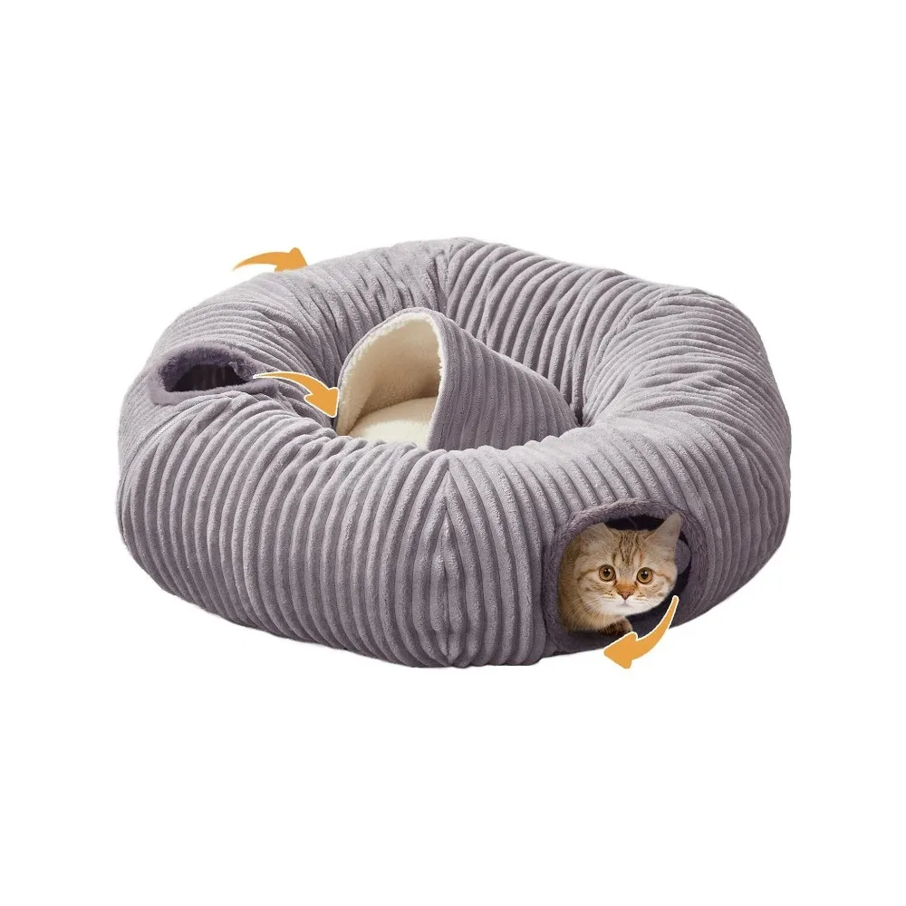 

Cat Tunnel Bed – Donut-Style with Washable Cushion & Blackout Tent for Cats & Small Pets – Indoor Use