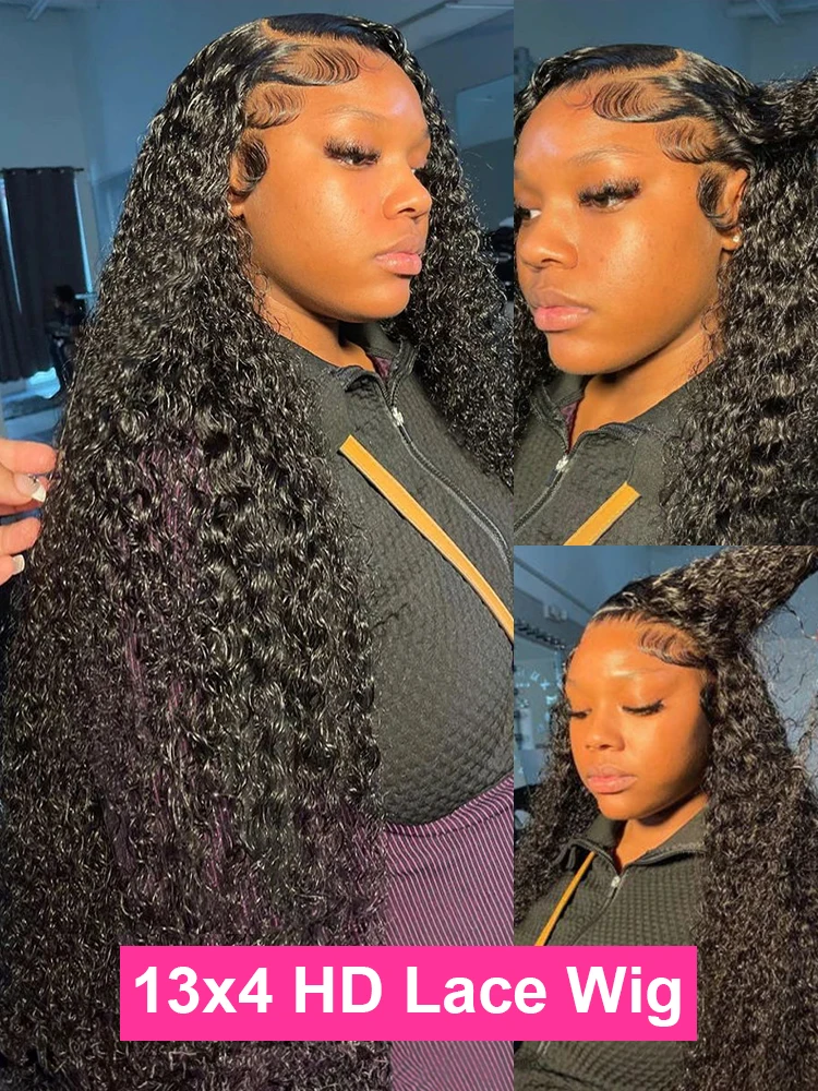 High Density 250% 40 46Inch Deep Wave 13x6 HD Lace Front Human Hair Wig Loose Water Wave Curly 13x4 Lace Frontal Wig Human Hair image 3