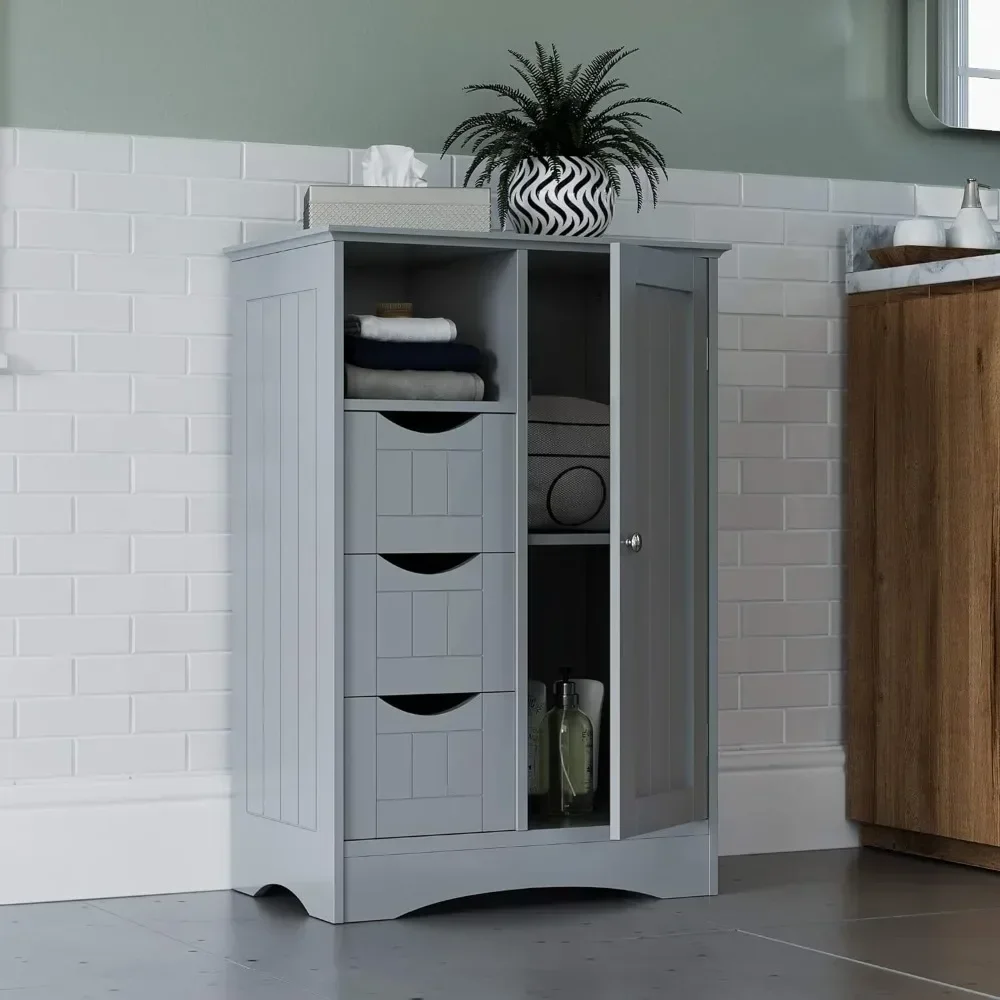 Gray Floor Cabinet Bathroom Furniture Collection 1 Door 3 Drawer Grey Home