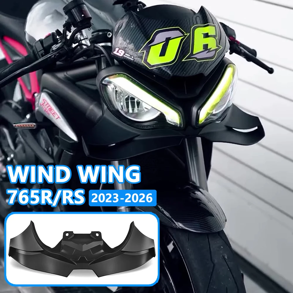 For Street Triple 765RS 765R 765 R RS 2023-2026 Motorcycle Front Spoiler Downforce Deflector Front Beak Spoiler Winglet Spoiler