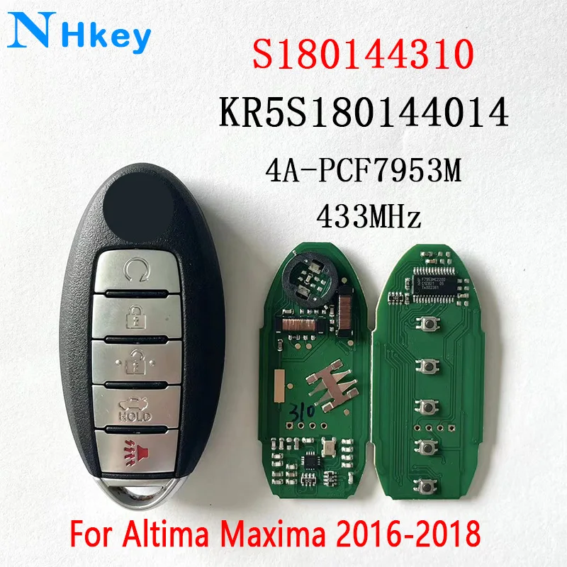 

NHkey S180144310 Remote Car Key 433MHz Original 4A PCF7953M for Nissan Altima Teana Maxima 2016-2018 KR5S180144014 ﻿